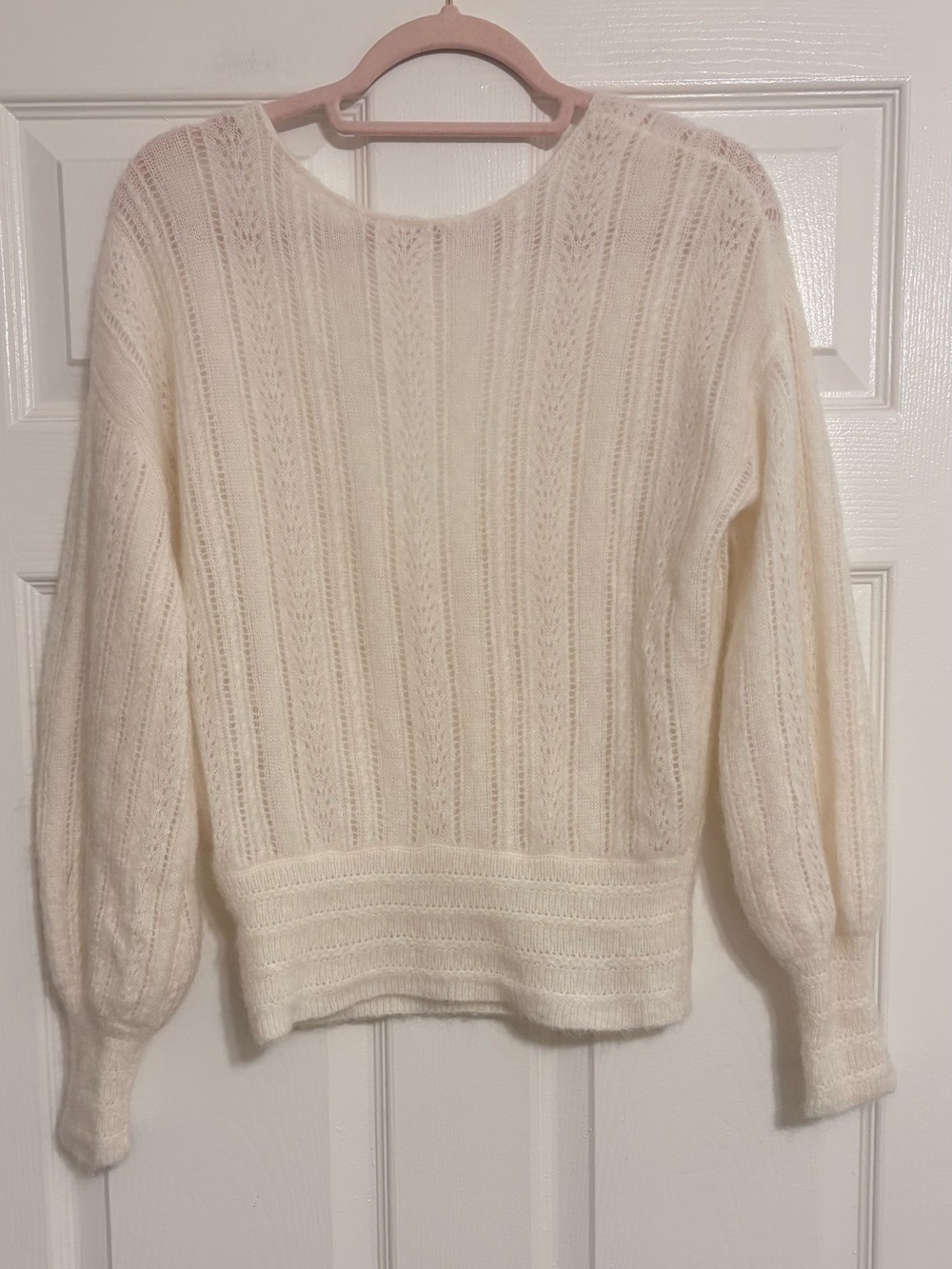 Sezane Cristina  Surplice Reversible Jumper Sweater Ecru Kid Mohair Wool XS - Picture 8 of 11